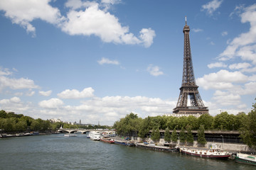 Fototapeta na wymiar Paris - Eiffel tower from riverside