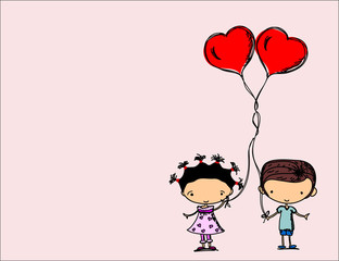 милые детские мультики с воздушными шарами в форме сердца