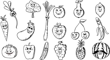 Мультфильм смешной фрукты и овощи