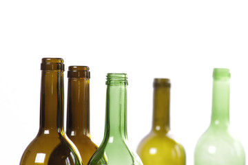 Green bottles, recycling background