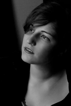 Black and white portrait of young woman
