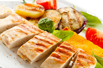 Grilled meat and vegetables