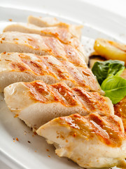 Grilled meat and vegetables