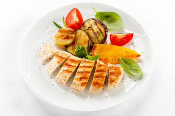 Grilled meat and vegetables