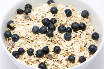 Bowl of muesli with blueberries