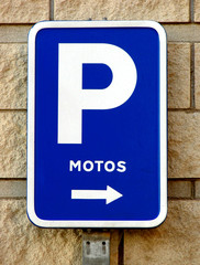 road index sign on a parking