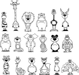 Obraz premium Большой набор различных животных мультфильма