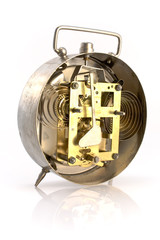 Obraz na płótnie Canvas Inside mechanism of old alarm clock