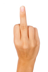 Hand showing a middle finger