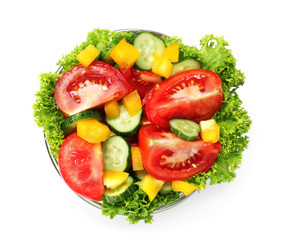 vegetable salad on plate isolated on white