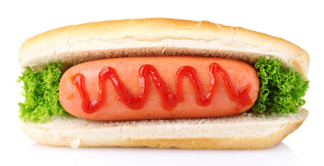 tasty hot dog isolated on white