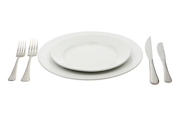 Place setting with high-gloss plate, knife & fork