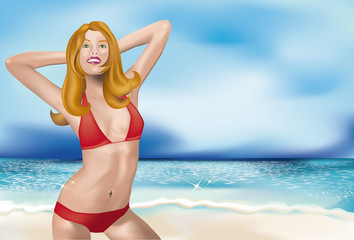 Naklejka premium bikini girl