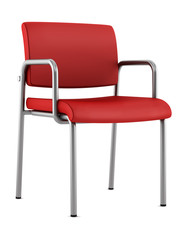 modern red chair isolated on white background