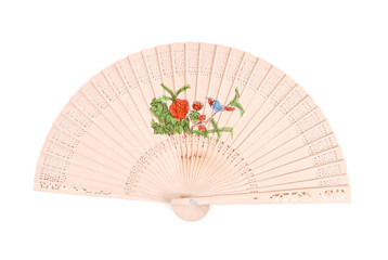 Bird on Roses Motif Oriental Fan