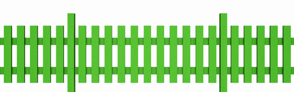 3D Holzzaun - gr&uuml;n freigestellt 01
