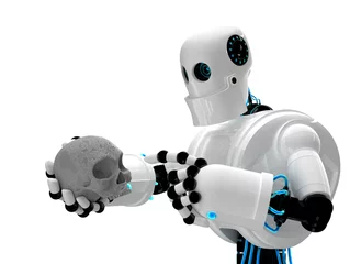 Foto op Aluminium Robot met menselijke schedel © kirill_makarov