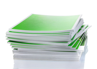many magazines isolated on white