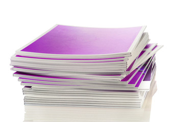 many magazines isolated on white