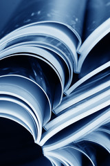 magazine on blue background