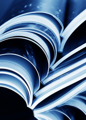 magazine on blue background