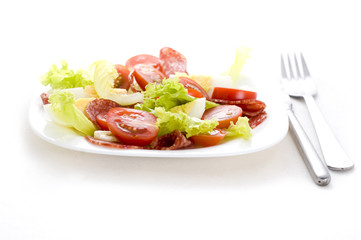 salad with salami and tomaro