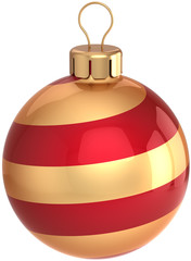 Christmas ball bauble New Year decoration colored red golden