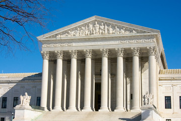 The front on the the US Supreme Court in Washington, DC.