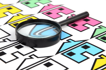 House sign and magnifier