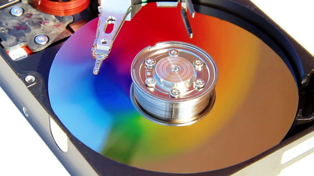 Colors of data in Hard Disk Drive; HDD spin simulation
