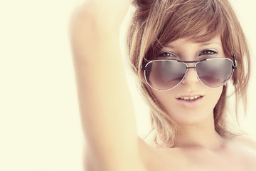 Woman in sun glasses. Fashion summer portrait