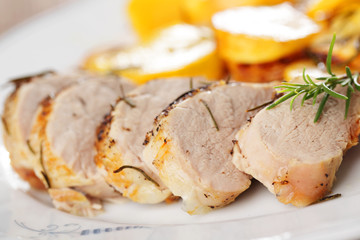 Pork tenderloin with baked turnip