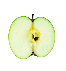 Fresh green apple with half cut