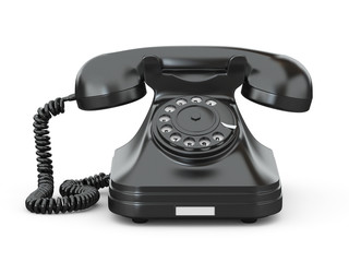 Old-fashioned phone on white isolated background