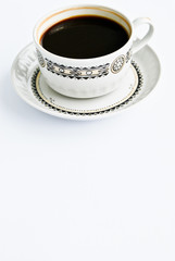 Strong black coffee isolated on white