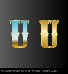 eps Vector image:initials（U）metallic material logo II