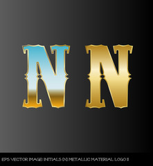 eps Vector image:initials（N）metallic material logo II