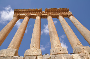Fototapeta premium Jupiter's temple ancient Roman columns, Baalbek, Lebanon