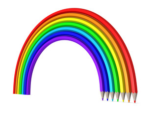 Rainbow of pencils. Isolated on the white background