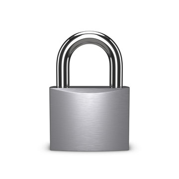 Stainless padlock isolated on the white background