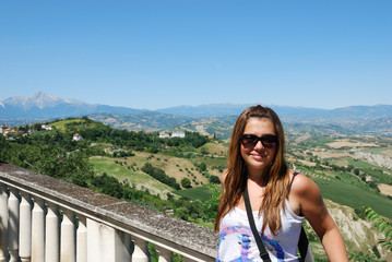 Girl with land on the horizon