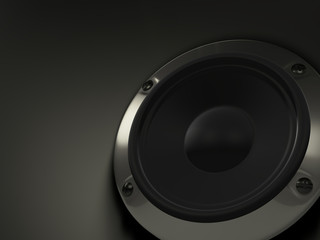 Audio speaker on black background