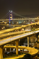Fototapeta na wymiar freeway and bridge at night