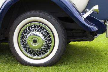 Rear wheel of classic car