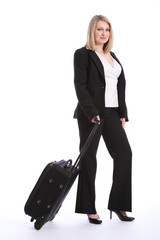 Business class travel for beautiful blonde woman