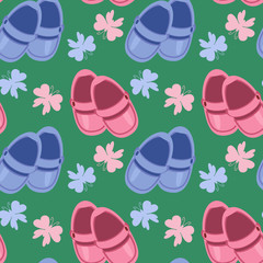 seamless background with baby shoes