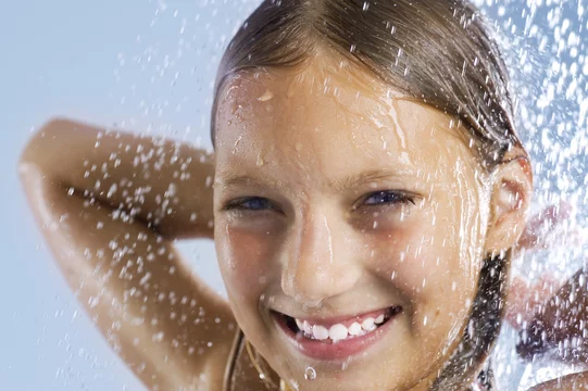 Happy Teen Girl Taking Shower. Bath Stock Photo | Adobe Stock