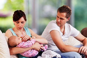 young couple with 7 week old baby