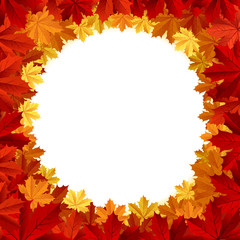 Frame with autumn maple leafs. Vector illustration.