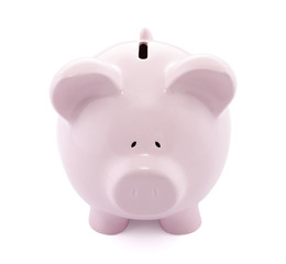 Pink piggy bank with clipping path
